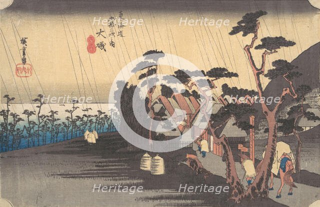 Tiger Rain at Oiso Station, ca. 1834., ca. 1834. Creator: Ando Hiroshige.