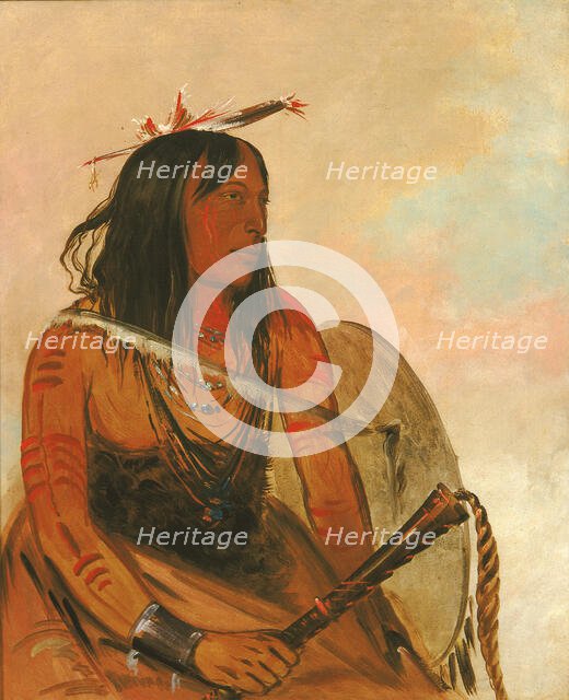 Ish-a-ró-yeh, He Who Carries a Wolf, a Distinguished Brave, 1834. Creator: George Catlin.
