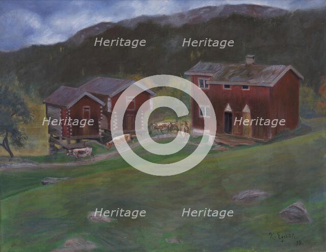 Farmyard at Åse in Telemarken, Norway, 1893. Creator: Halfdan Egedius.