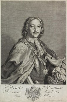 Portrait of Emperor Peter I the Great (1672-1725), 1743. Creator: Soubeyran, Pierre (1709-1775).