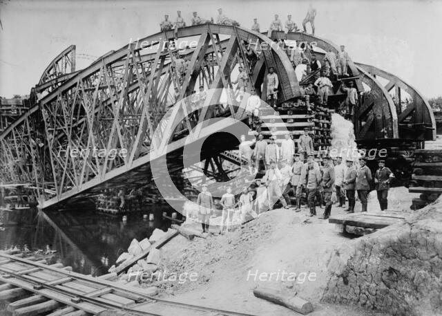 Germans rebuild bridge at Lemberg, between 1914 and c1915. Creator: Bain News Service.