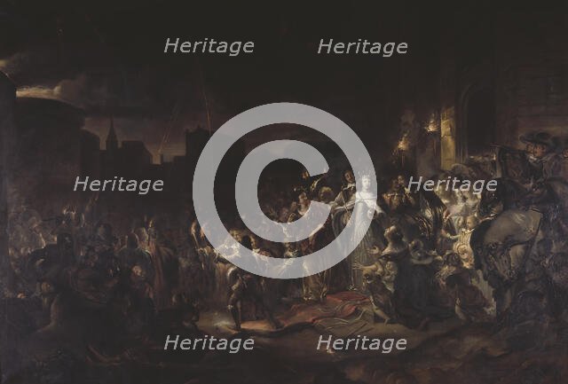 Queen Hedvig Eleonora outside the church gate. Creator: Unknown.