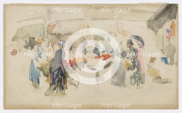 Flower Market: Dieppe, 1885. Creator: James Abbott McNeill Whistler.
