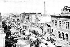 The Cyclone at Louisville, Kentucky, United States: the Tobacco District, West Street, 1890. Creator: Unknown.