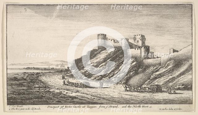 Prospect of Yorke Castle at Tangier, from ye Strand, and the North-West, 1669-73. Creator: Wenceslaus Hollar.