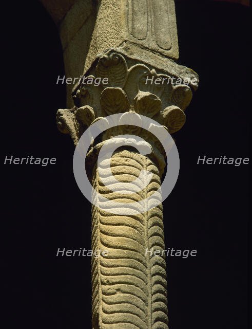 Column, Church of St Mary at Mount Naranco, Oviedo, Spain, 2000. Creator: LTL.