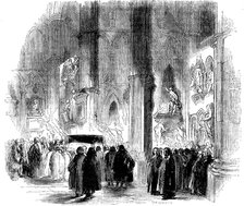 Joseph Addison's torchlight funeral in Westminster Abbey, 1719 (c1850) Artist: Unknown