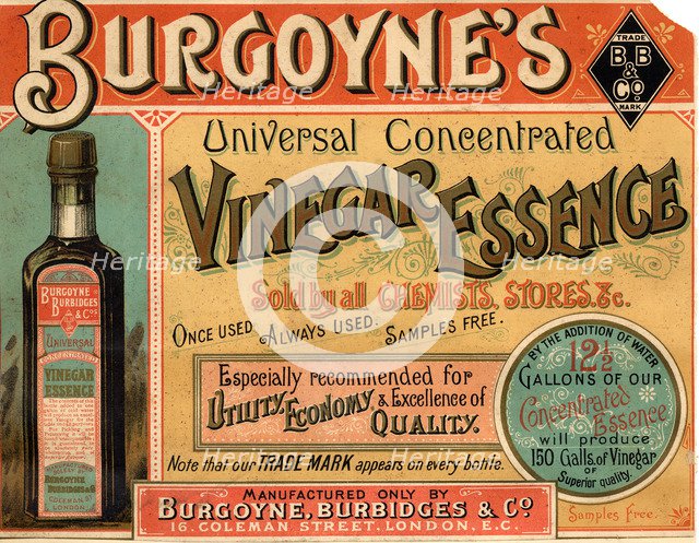 Burgoyne's Vinegar Essence, 1900s. Artist: Unknown