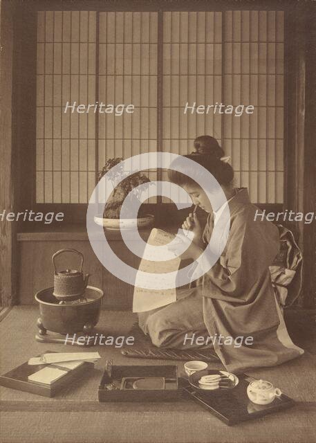 Writing a Letter, 1904-1910. Creator: Herbert Ponting.