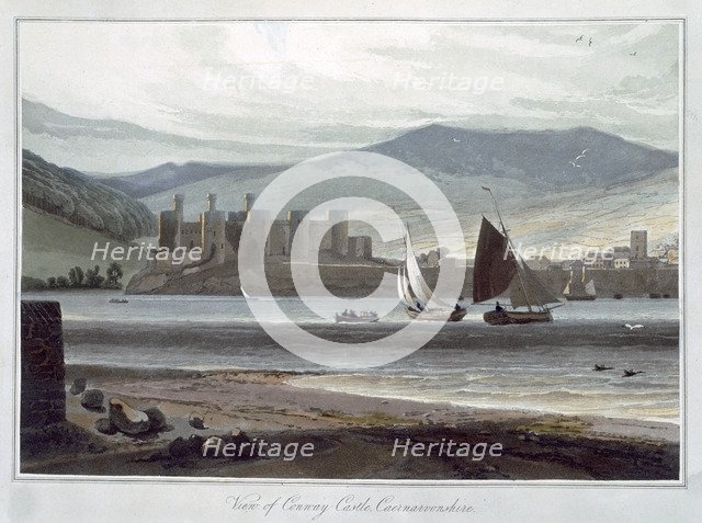 'View of Conway Castle, Caernarvonshire', Wales, 1814-1825. Artist: William Daniell