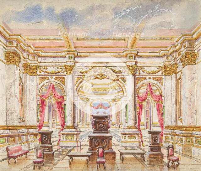 Interior with Marble and Gilt Decor, 19th century. Creator: Anon.