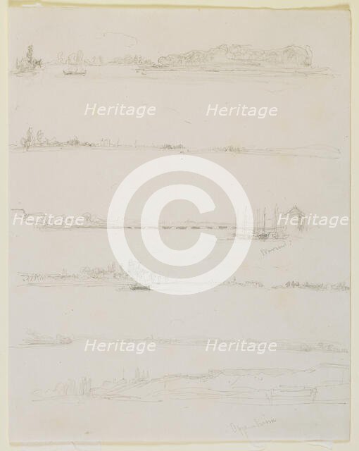 The Rhine , near Worms and Oppeheim, 1858. Creator: James Abbott McNeill Whistler.