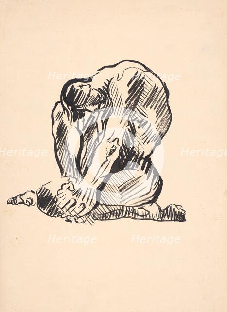 Study of a seated male nude, 1930s. Creator: Arnold Peter Weisz-Kubincan.