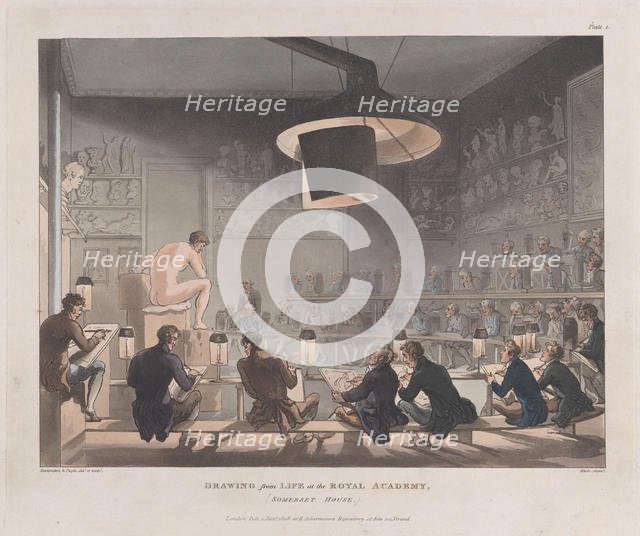 Drawing from Life at the Royal Academy, Somerset House, January 1, 1808., January 1, 1808. Creator: J. Bluck.