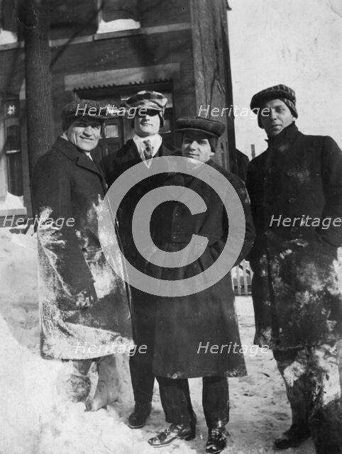 Zh. Baiskich with Friends, 1921. Creator: Unknown.