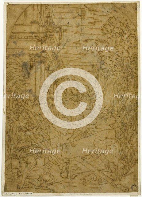 Saint Benedict Moving the Stone which a Demon Had Made Immobile, after 1606. Creator: Unknown.