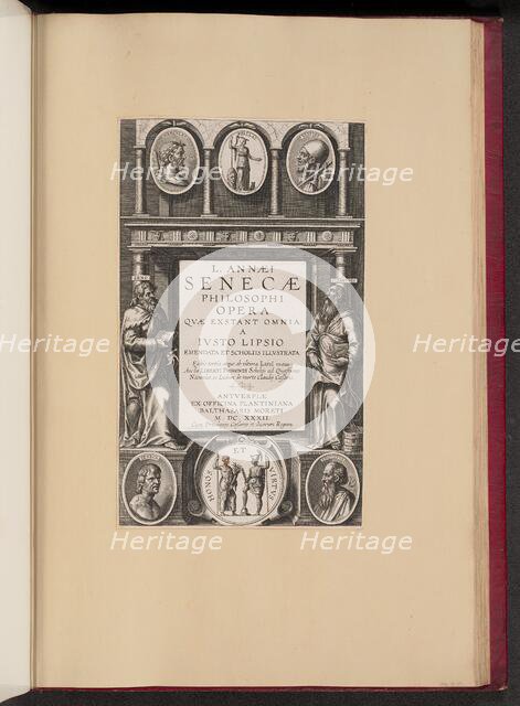Title Page for L. Annaei Senecae Philosophi Opera Qvae Exstant Omnia a Ivisto Lipsio, 1632. Creator: Theodoor Galle.
