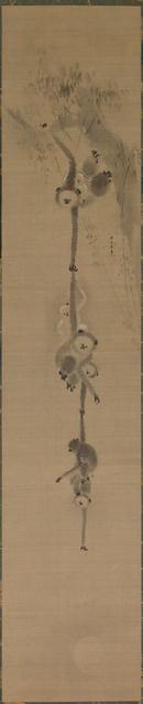 Monkeys Reaching for the Moon, 17th century. Creator: Kan? Tan'y? (Japanese, 1602-1674).