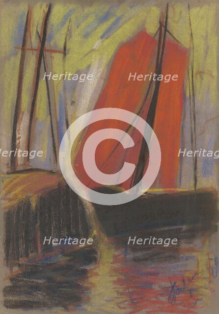 Red yacht, 1925. Creator: Zolo Palugyay.