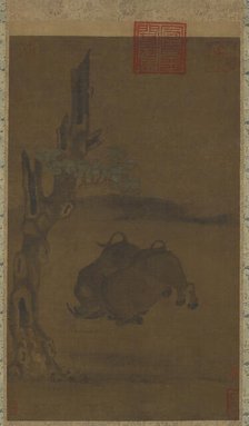 Two Fighting Water Buffaloes, 13th-14th century. Creator: Unknown.