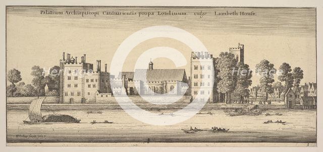 Palatium Archiepiscopi Cantuariensis propae Londinum vulgo Lambeth House (Lambeth House: P..., 1647. Creator: Wenceslaus Hollar.
