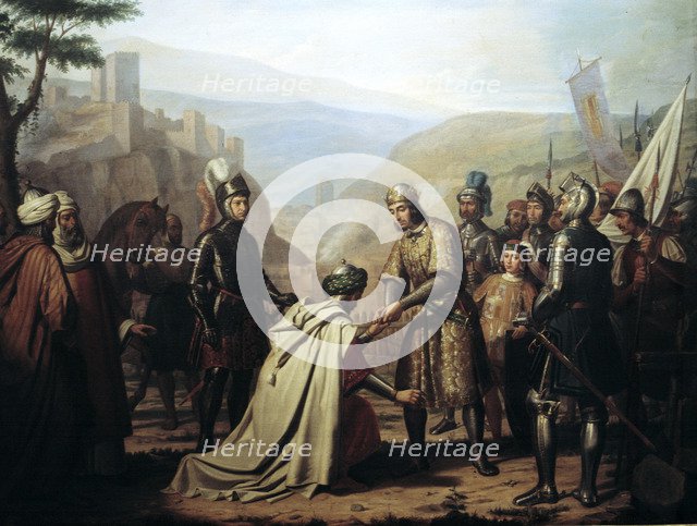 Ferdinand III 'The Saint' conquests Jaen in 1246, oil painting.