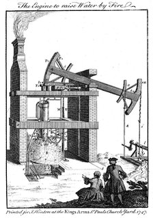 Newcomen steam engine, 1747. Artist: Unknown