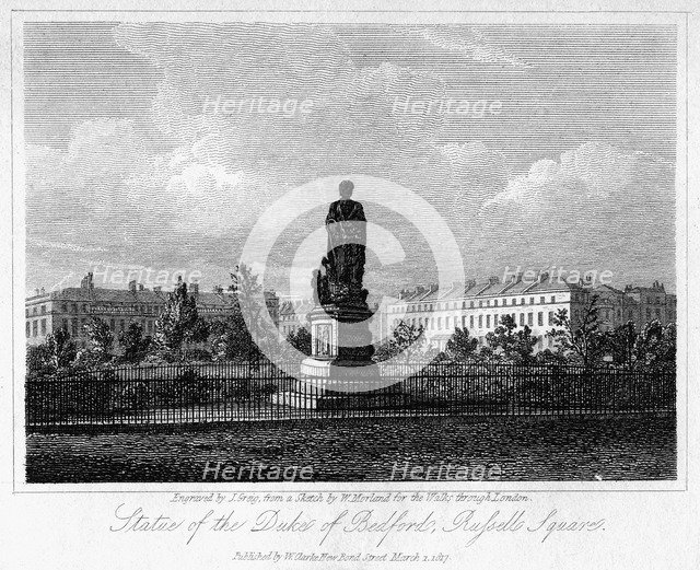 Statue of the Duke of Bedford, Russell Square, Bloomsbury, London, 1817.Artist: J Greig