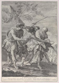Moses defending the daughters of Jethro, 1732-50. Creator: Pietro Monaco.