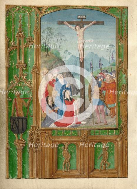 The Crucifixion with a Kneeling Woman; Book of Hours, about 1500. Creator: Workshop of Gerard Horenbout.