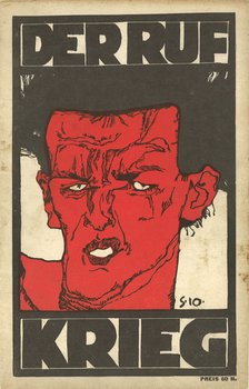 Self-portrait, 1910. Cover of The Call (Der Ruf) magazine. Special Edition The War (Krieg), 