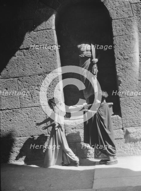 Kanellos dance group at ancient sites in Greece, 1929 Creator: Arnold Genthe.