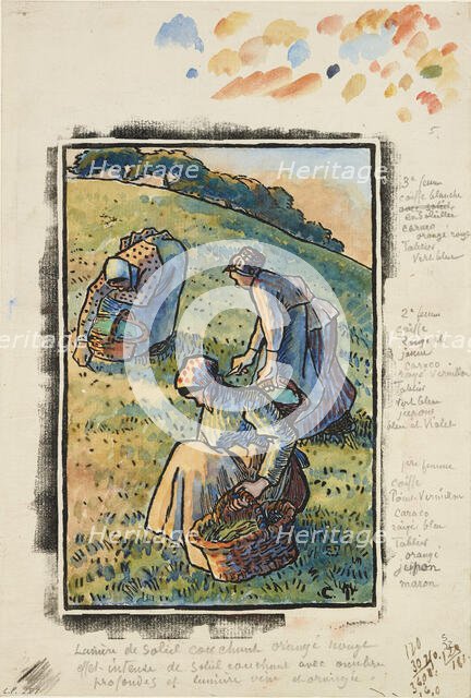 Women weeding the grass, 1845 - 1903. Creator: Camille Pissarro.