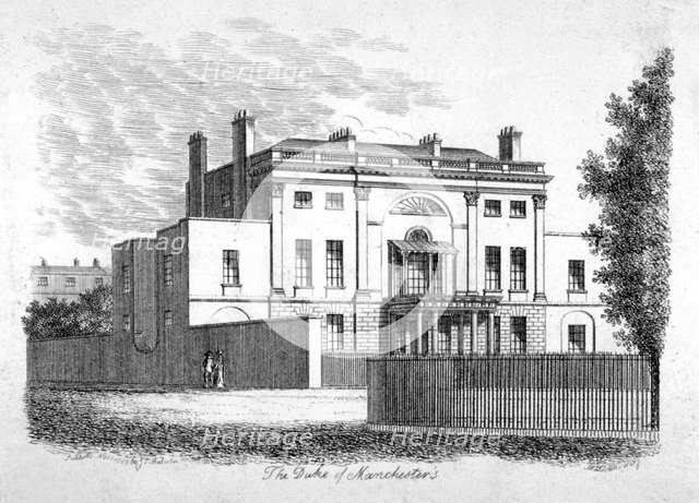 Manchester House, on the north side of Manchester Square, Marylebone, London, 1807. Artist: James Peller Malcolm