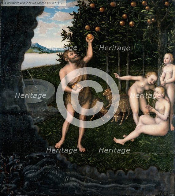 Hercules stealing the apples from the Hesperides (From The Labours of Hercules). Artist: Cranach, Lucas, the Elder (1472-1553)