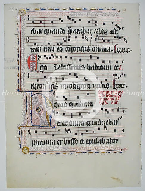 Manuscript Leaf with Initial H, from an Antiphonary, German, second quarter 15th century. Creator: Unknown.