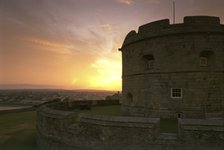 The keep of Pendennis Castle, Cornwall, at sunset, 1997. Artist: N Corrie