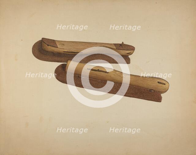 Ice Skates, c. 1940. Creator: Harley Kempter.