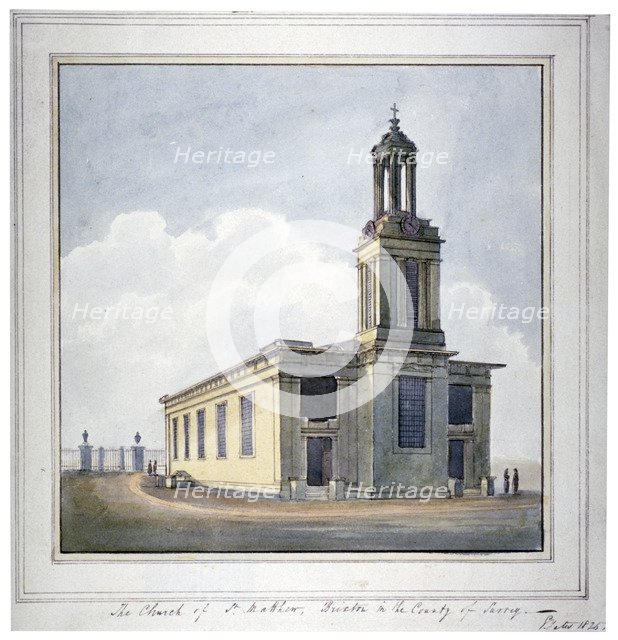 Church of St Matthew, Brixton, Lambeth, London, 1825. Artist: Unknown