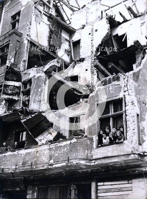 Extensive damage to occupied Berlin flats, Germany, 27 August 1945. Artist: Unknown