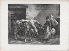 Two Post Horses at the Door of a Stable, 1822. Creator: Theodore Gericault.