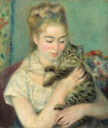Woman with a Cat, c. 1875. Creator: Pierre-Auguste Renoir.