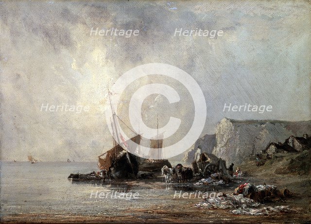 'Boats at the Normandy Shore', 1823.  Artist: Richard Parkes Bonington