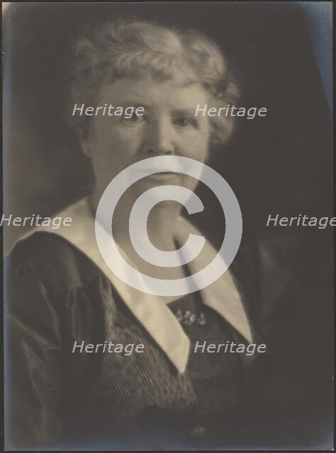Portrait of a Woman in Striped Dress, 1907-1943. Creator: Louis Fleckenstein.