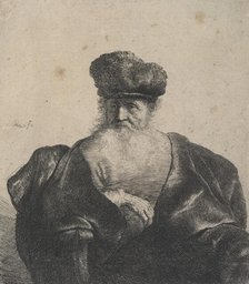 Old man with beard, fur cap, and velvet cloak, c.1631. Creator: Rembrandt Harmensz van Rijn.