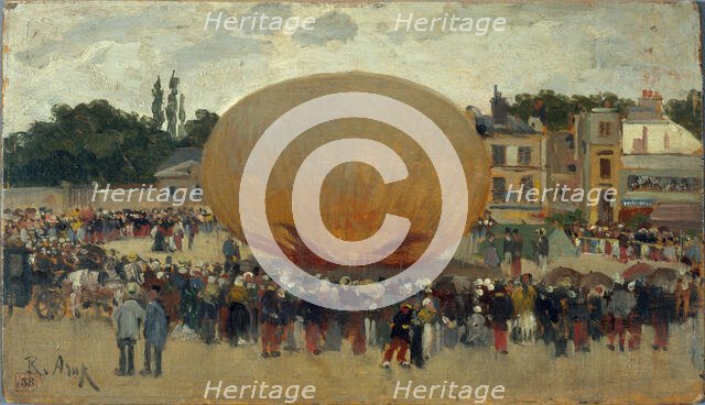 Raising a balloon, c1880. Creator: Raoul Arus.