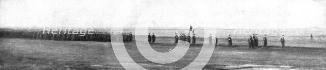 'Le Drapeau des Fusiliers Marins; Le defile de la brigade', 1915. Creator: Unknown.