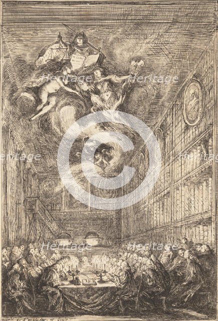 A Conference of Lawyers, 1776. Creator: Gabriel de Saint-Aubin.