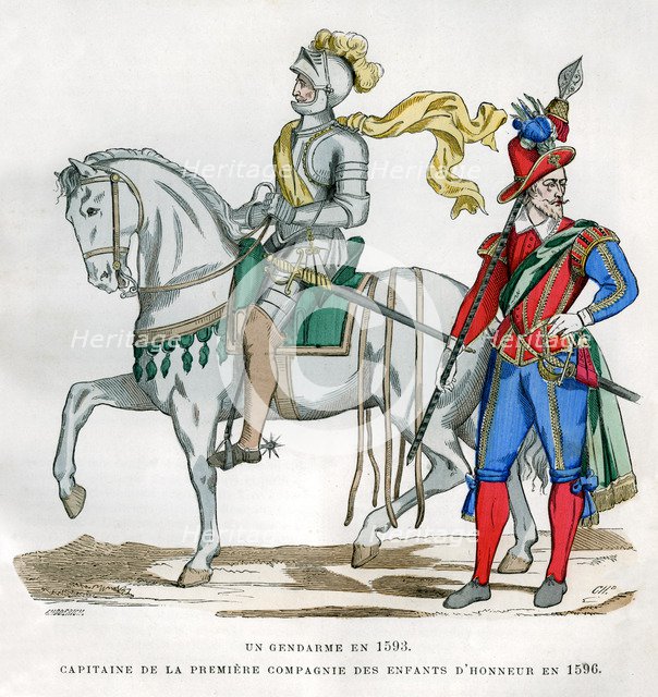 Gendarme, 1583, and captain of the 1st Company of the Enfants d'Honneur, 1596 (1882-1884). Artist: Unknown