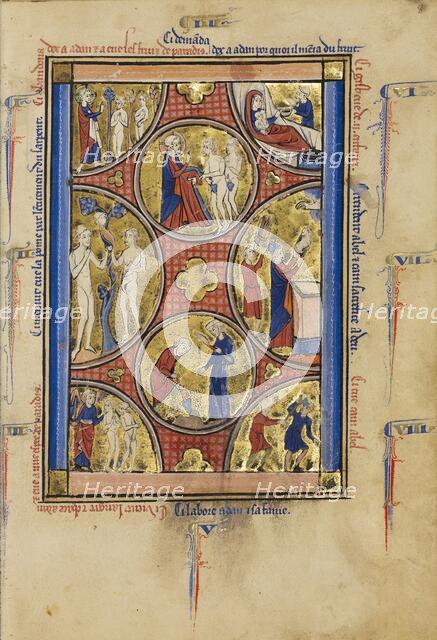 Scenes from the Lives of Adam and Eve and Cain and Abel; Wenceslaus Psalter, about 1250-1260. Creator: Unknown.